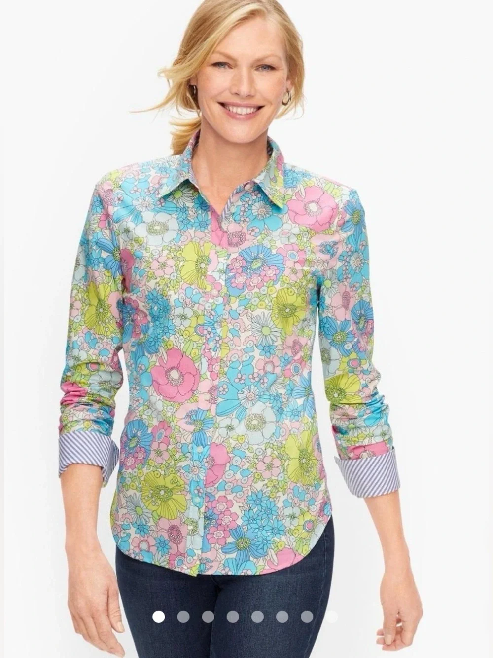 NWT Talbots Classic Cotton Layered Retro 70s Floral Hippie Multicolor Size Large